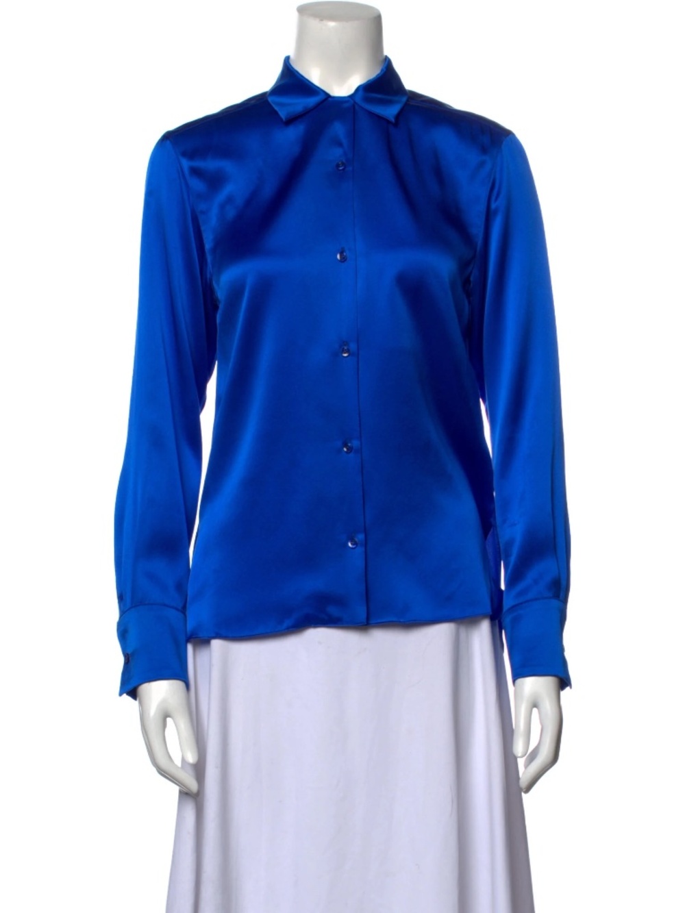Commission 100% Silk Long Sleeve Button-Up Top Shirt Blue | Size: M RP $980 NEW